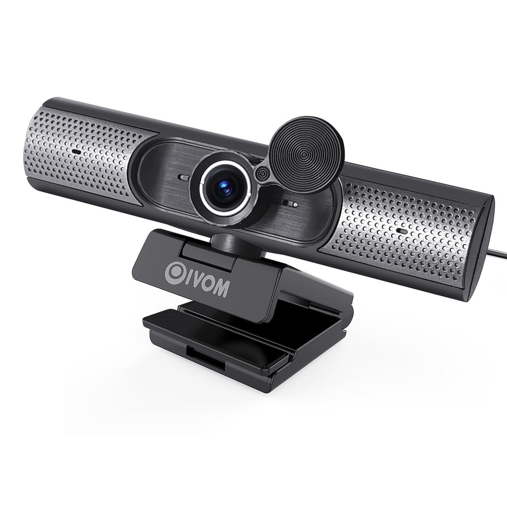 Webcam with Microphone and Speaker, 1080P Web Camera for Desktop Computer Lap...
