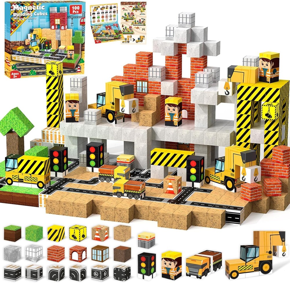 Magnetic Blocks - 100PCS Building Magnet Cubes Stacking...