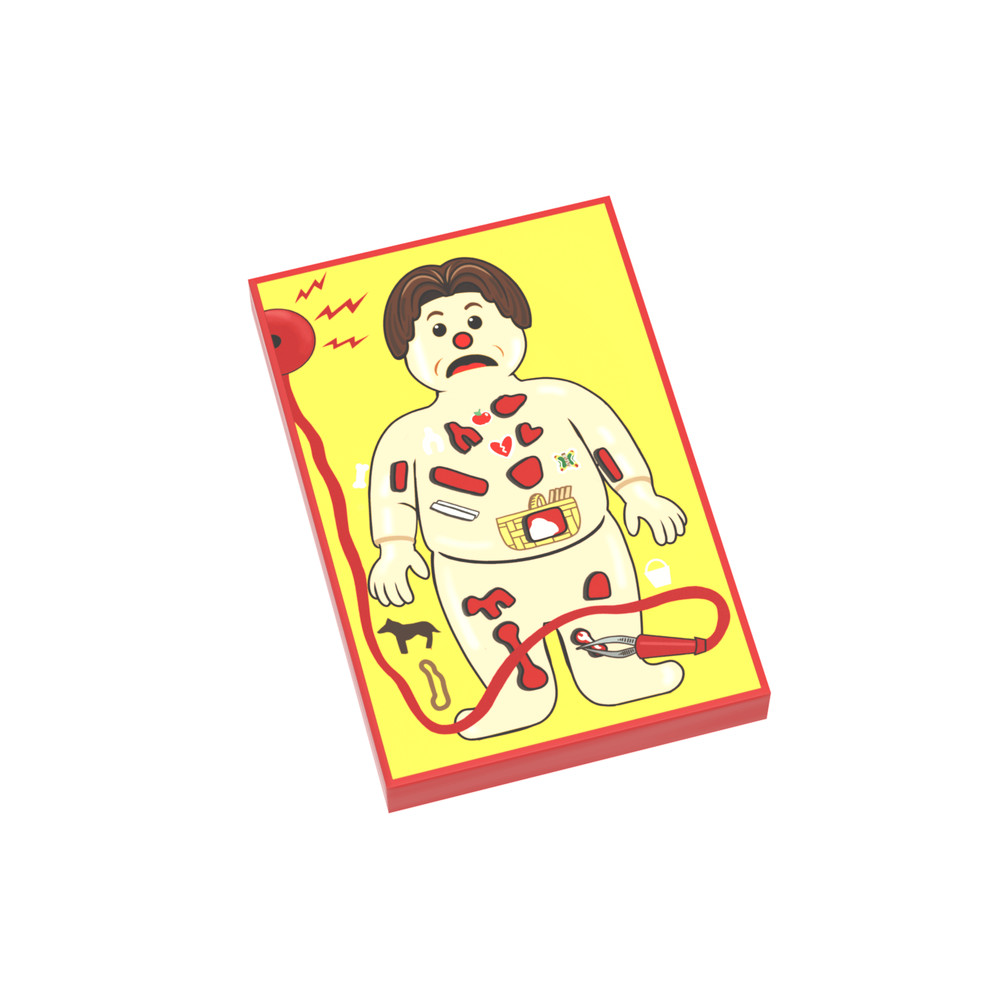 Classic Surgery Board Game - Minifig Accessory - Custom Printed 2x3 White Tile