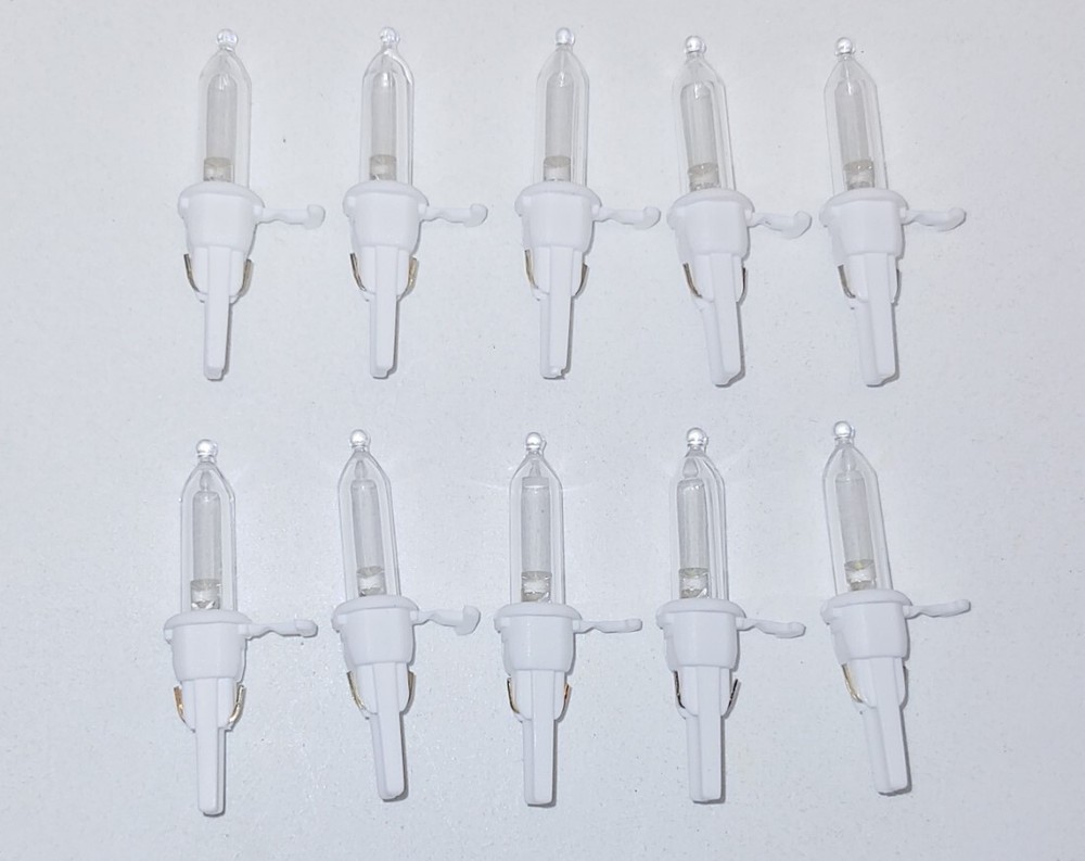 10 Clear WHITE B L1, LED Mini Christmas Tree Lights Replacement Bulbs 3.4 V .068