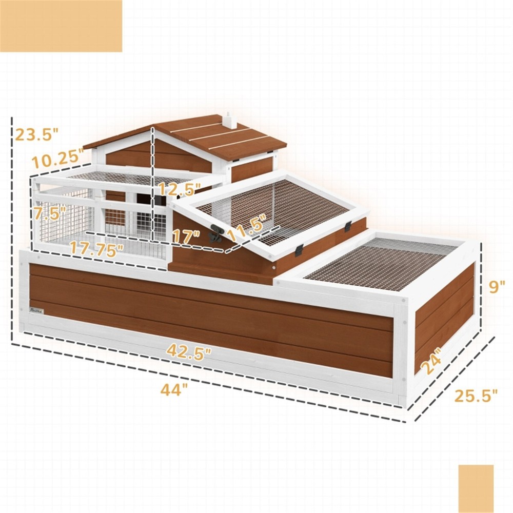 Wooden Rabbit Cage Easy To Clean with Pull-out Tray