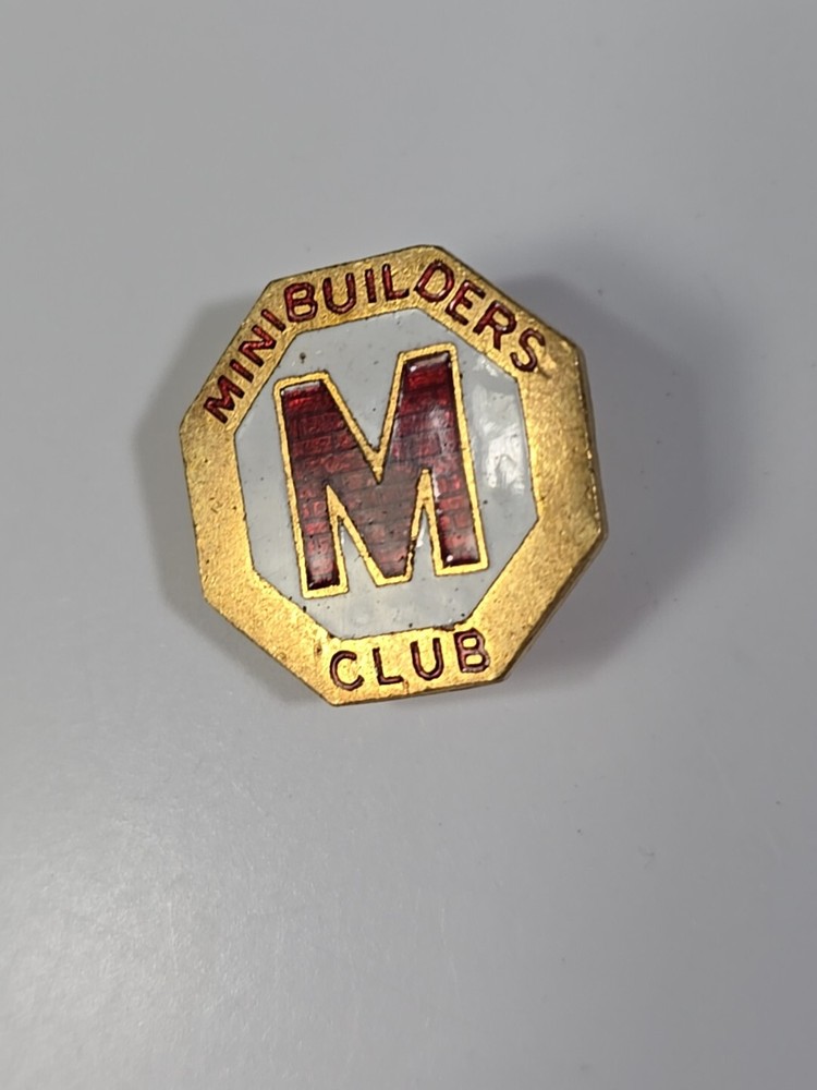 M Mini Builders Club Button Pin Vintage