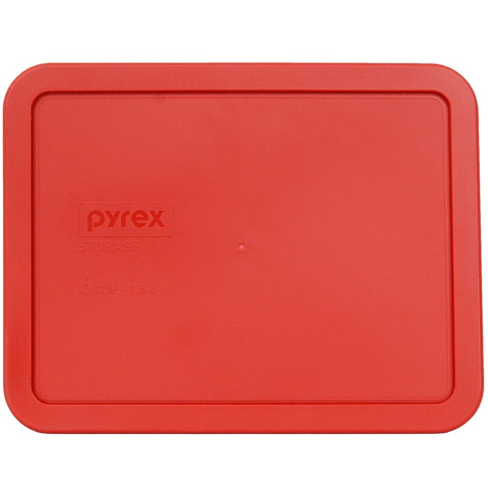 Pyrex 7211-PC Poppy Red Rectangle Plastic Storage Replacement Lid Cover (6-Pack)