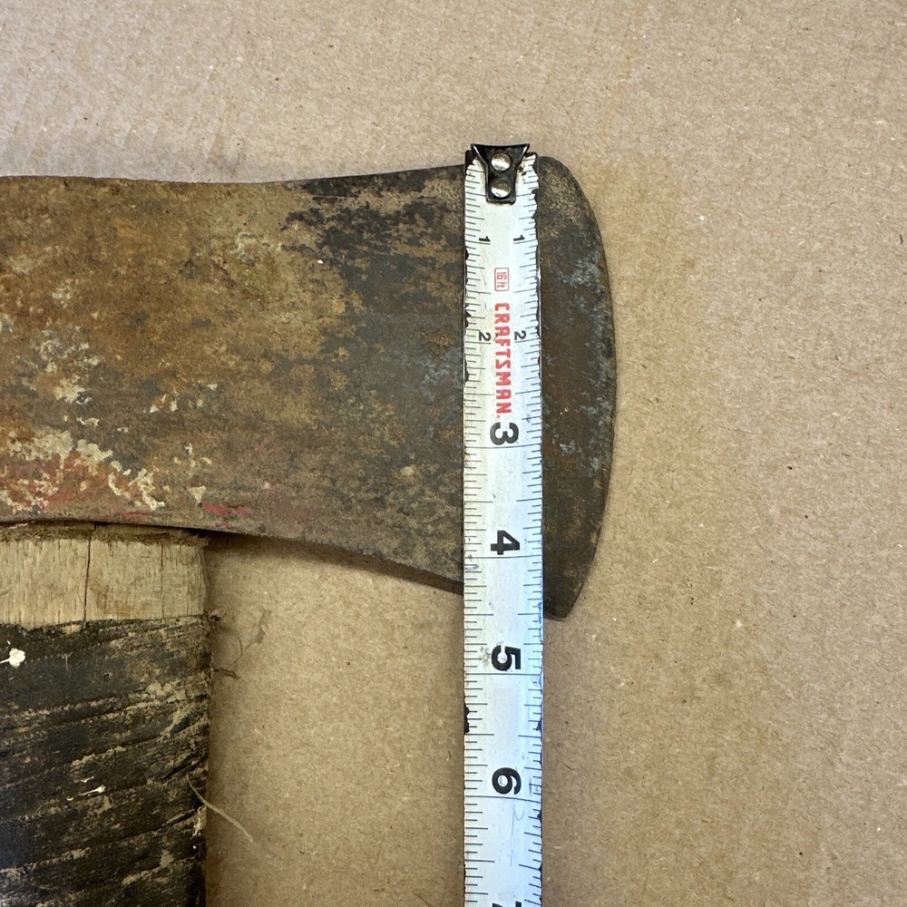 Vintage Unmarked As Found Camp Axe With Wood Handle 19”