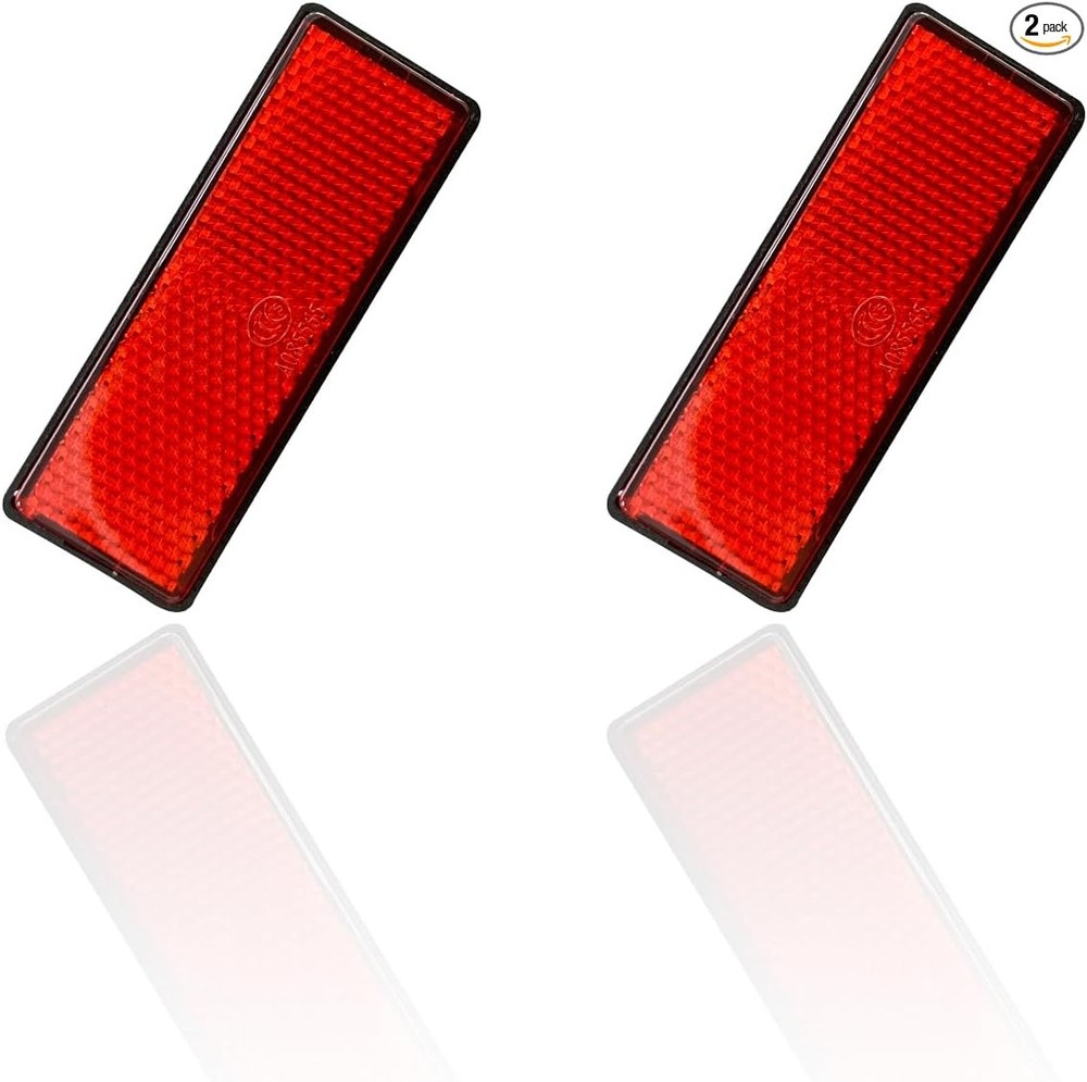 2 PCS M6 x 1.0 Motorcycle Reflectors, Plastic Screw Rectangular Red 56×25mm