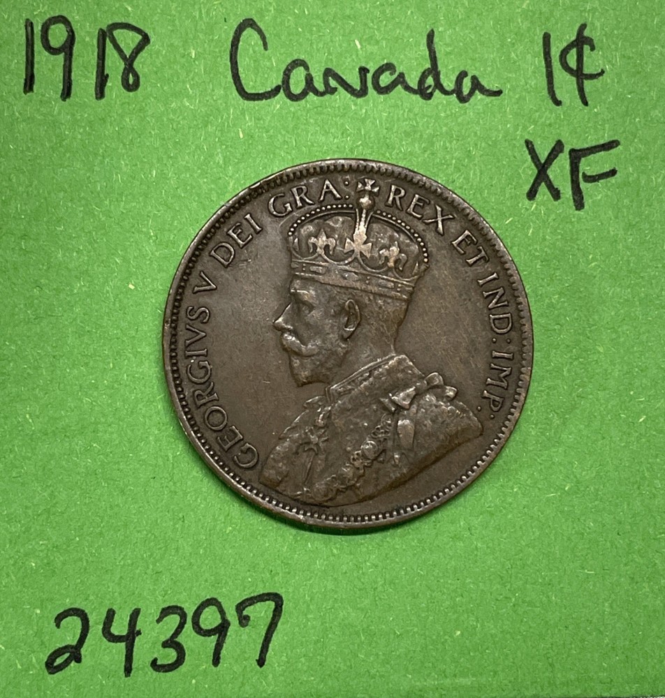 1918 Canada 🇨🇦 George V. Large Cent Xf Extra Fine