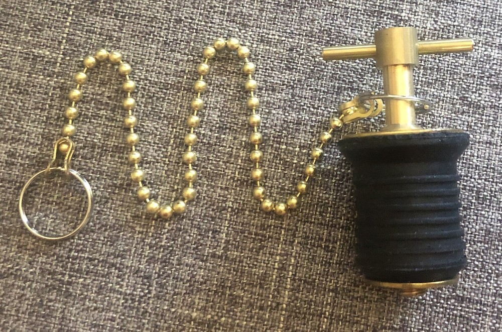 Brass Bailer Plug Screw Type Boat Ship Watercraft For 1” Hole.