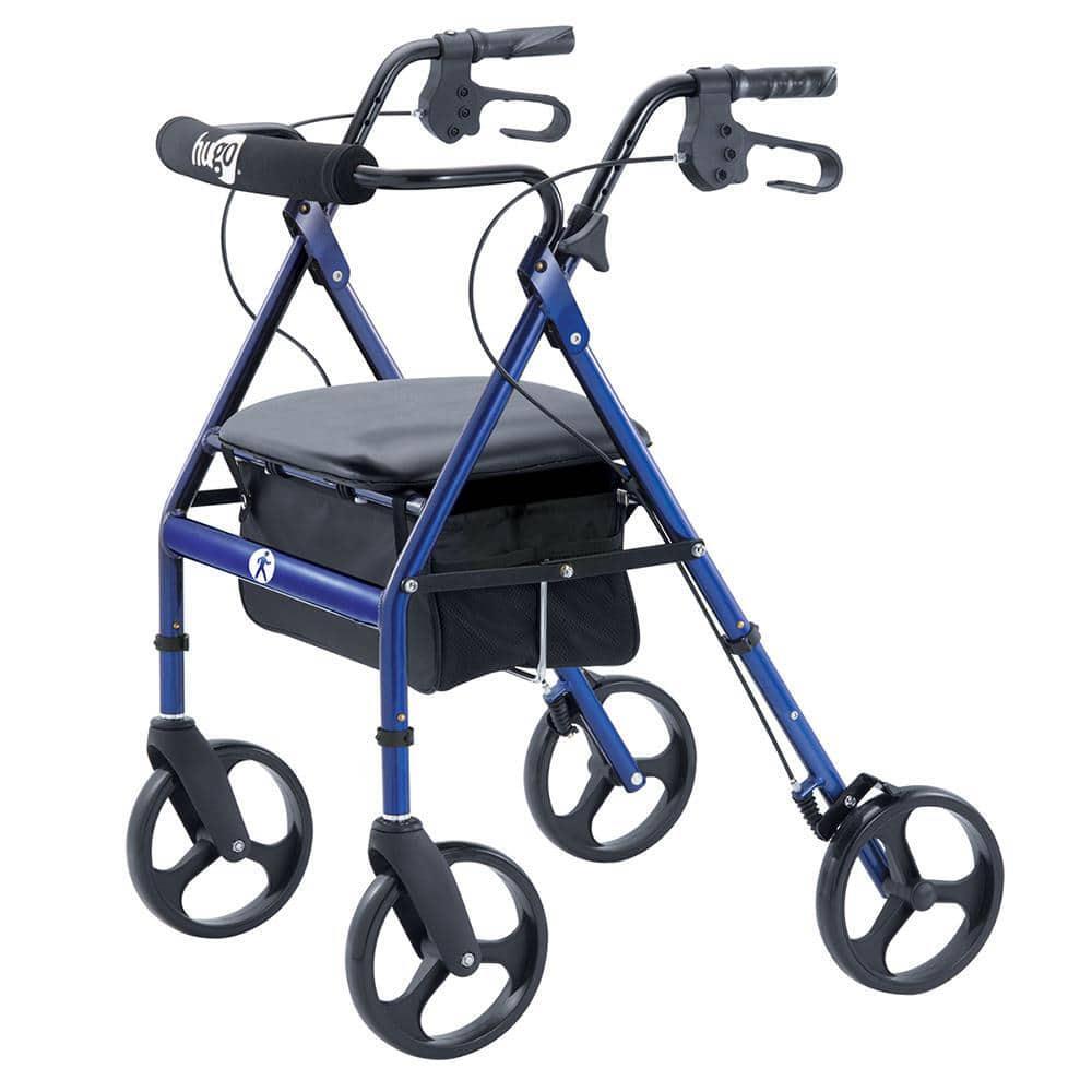 Portable Rollator Rolling Walker with Seat Backrest and 8 in. Wheels Blue