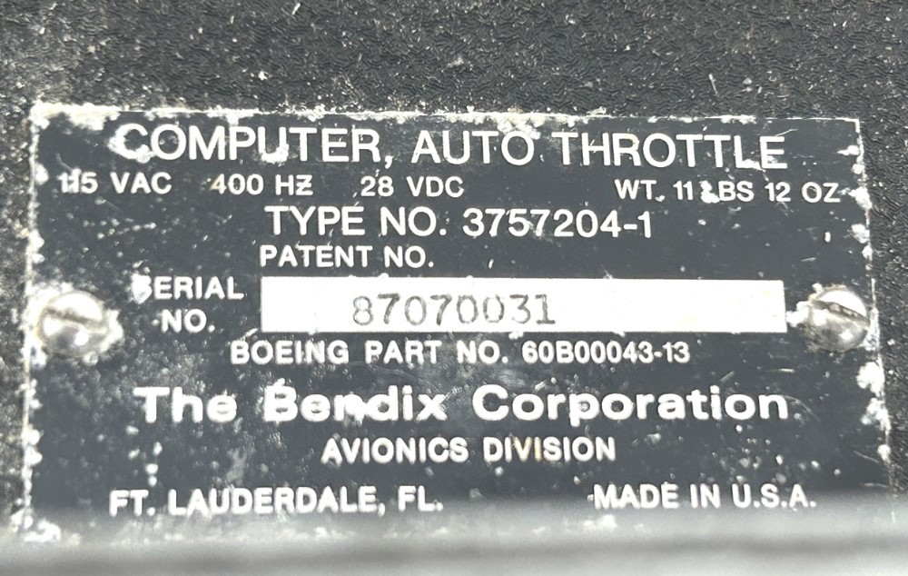 Bendix Aircraft Autothrottle Control Computer P/N 3757204-1
