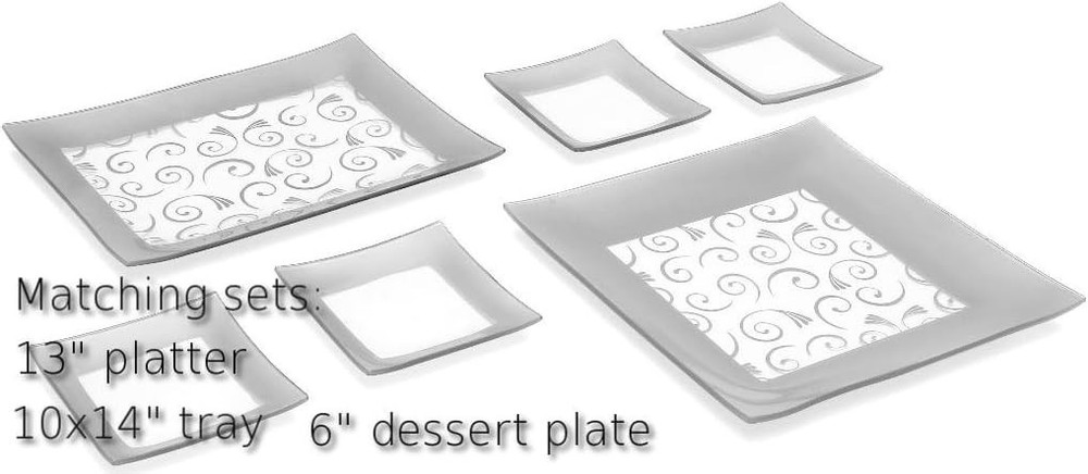 GAC Tempered Glass Oval Platter Stackable (silver)