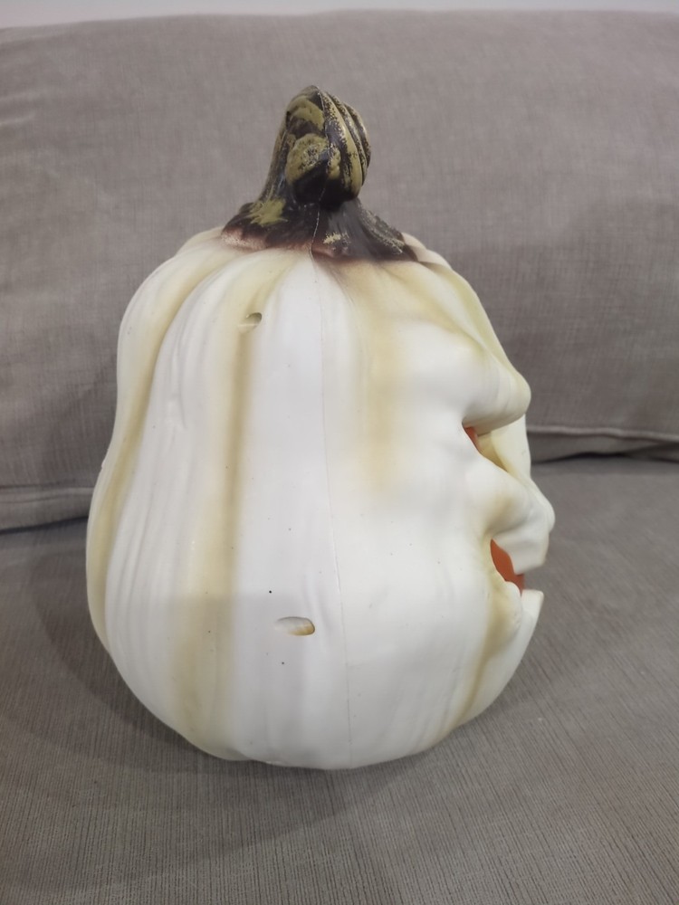 Halloween 12” LED Flickering White Evil Pumpkin