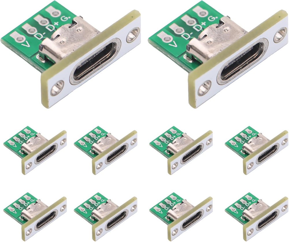 10PCS DIY OEM Type C Female Connector,Usb C Panel Mount Converter with PCB Board