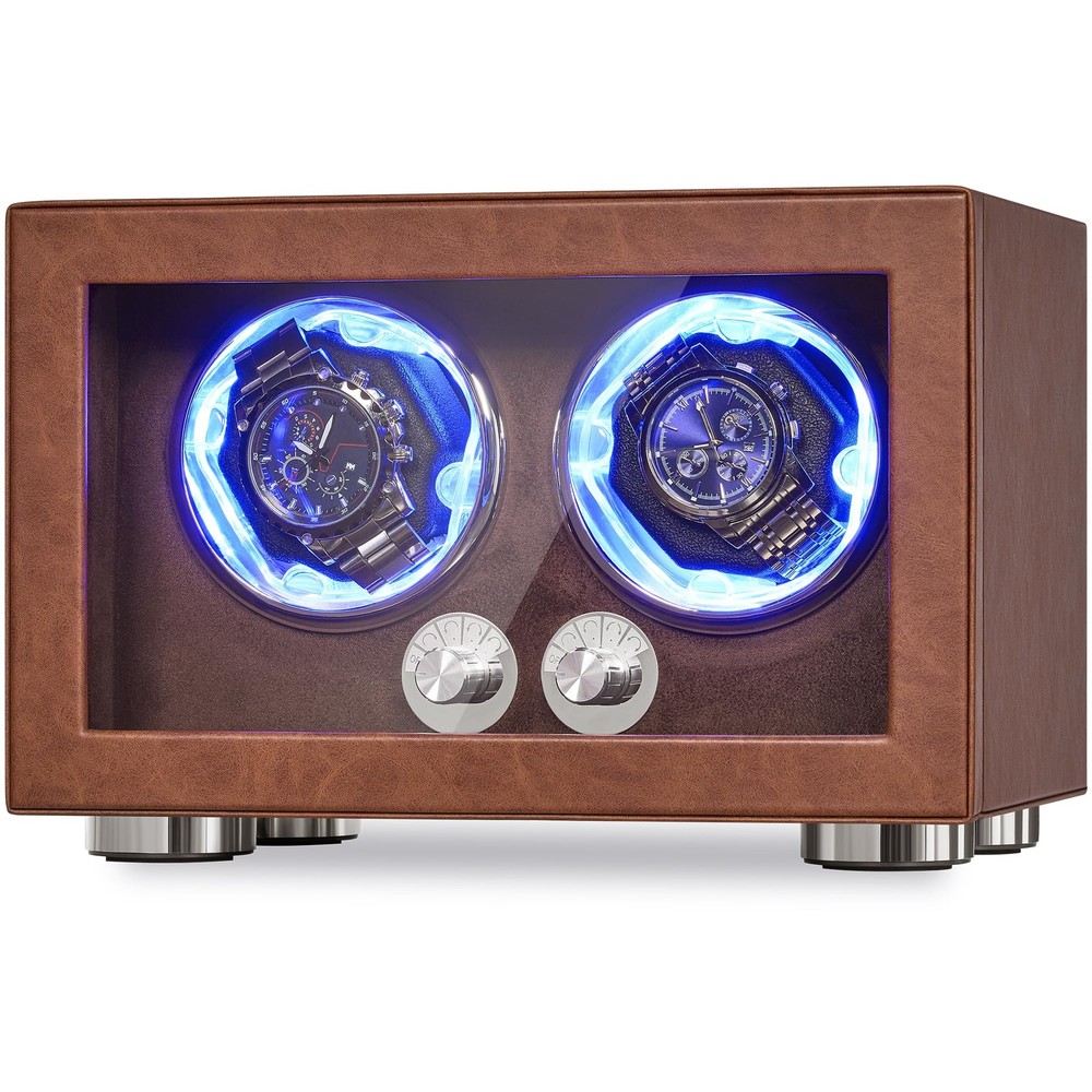 ANWBROAD Watch Winder for Automatic Watches Double Rotator with Brown