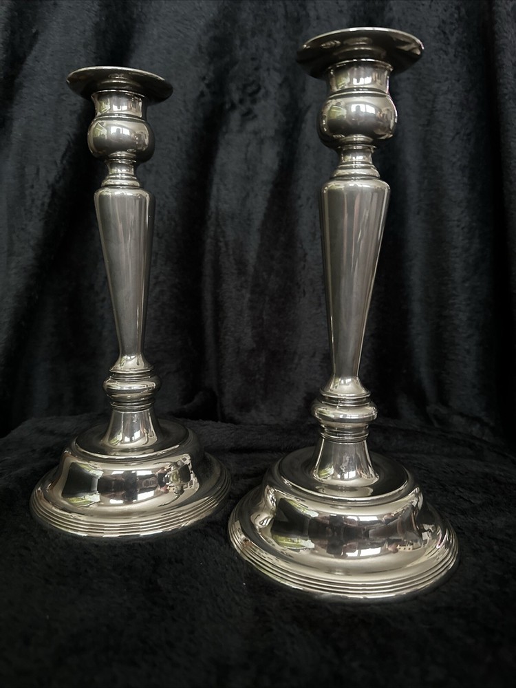 Vintage Candlestick Holder Pair Silver Plated