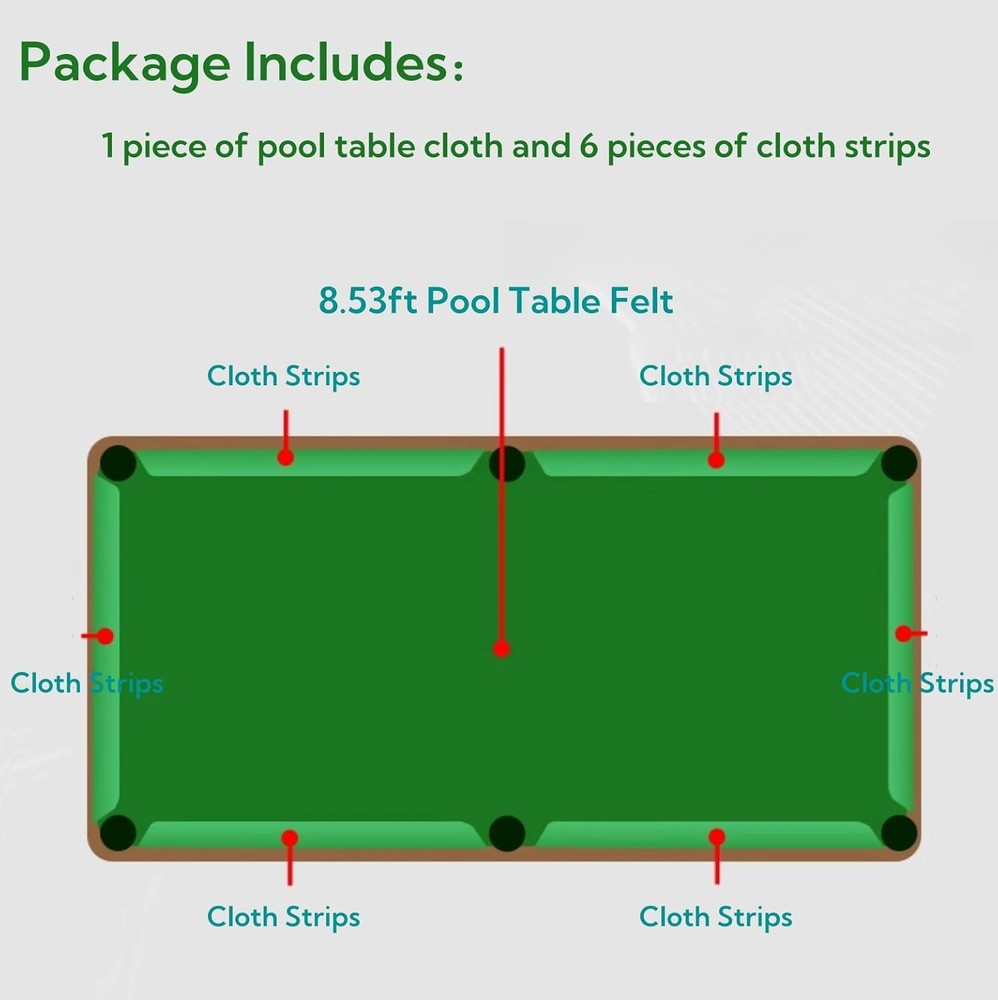 8 feet Professional Billiard Table Felt - Thickened Pool Cloth, Green