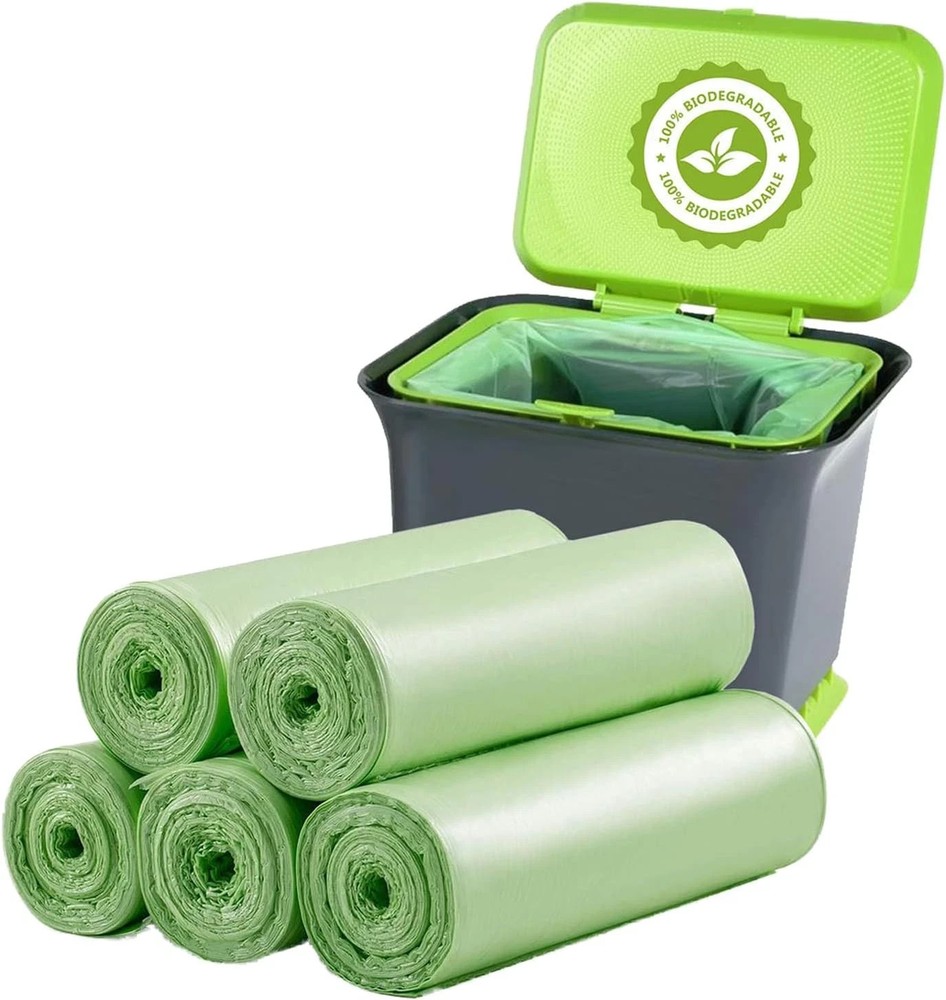 Biodegradable Trash Bags 100pcs Trash Bag for 1-2 Gallon Trash Can Liners
