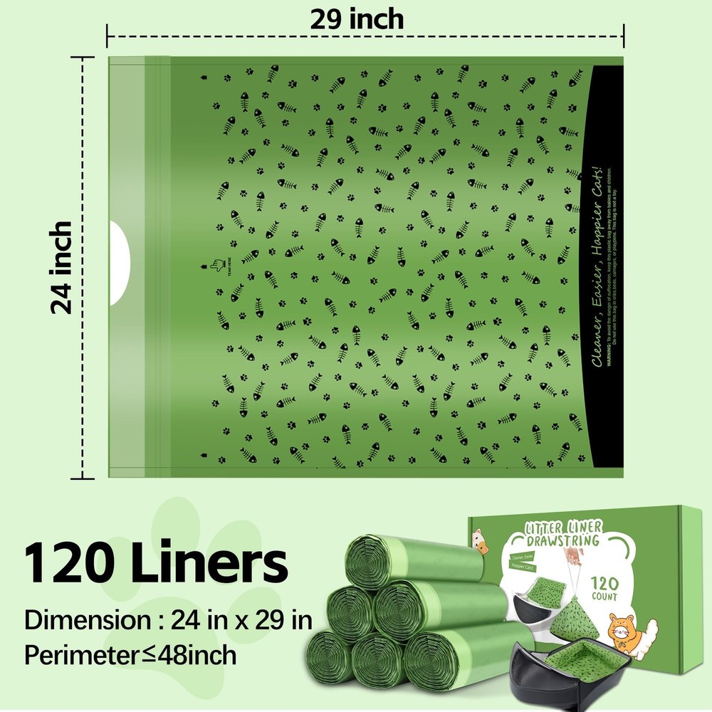 120 Pack Litter Box Bags 120 Count