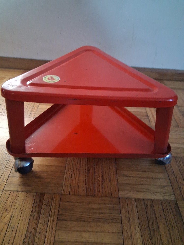 Vintage Mechanics Rolling Seat Red Triangle On Wheels