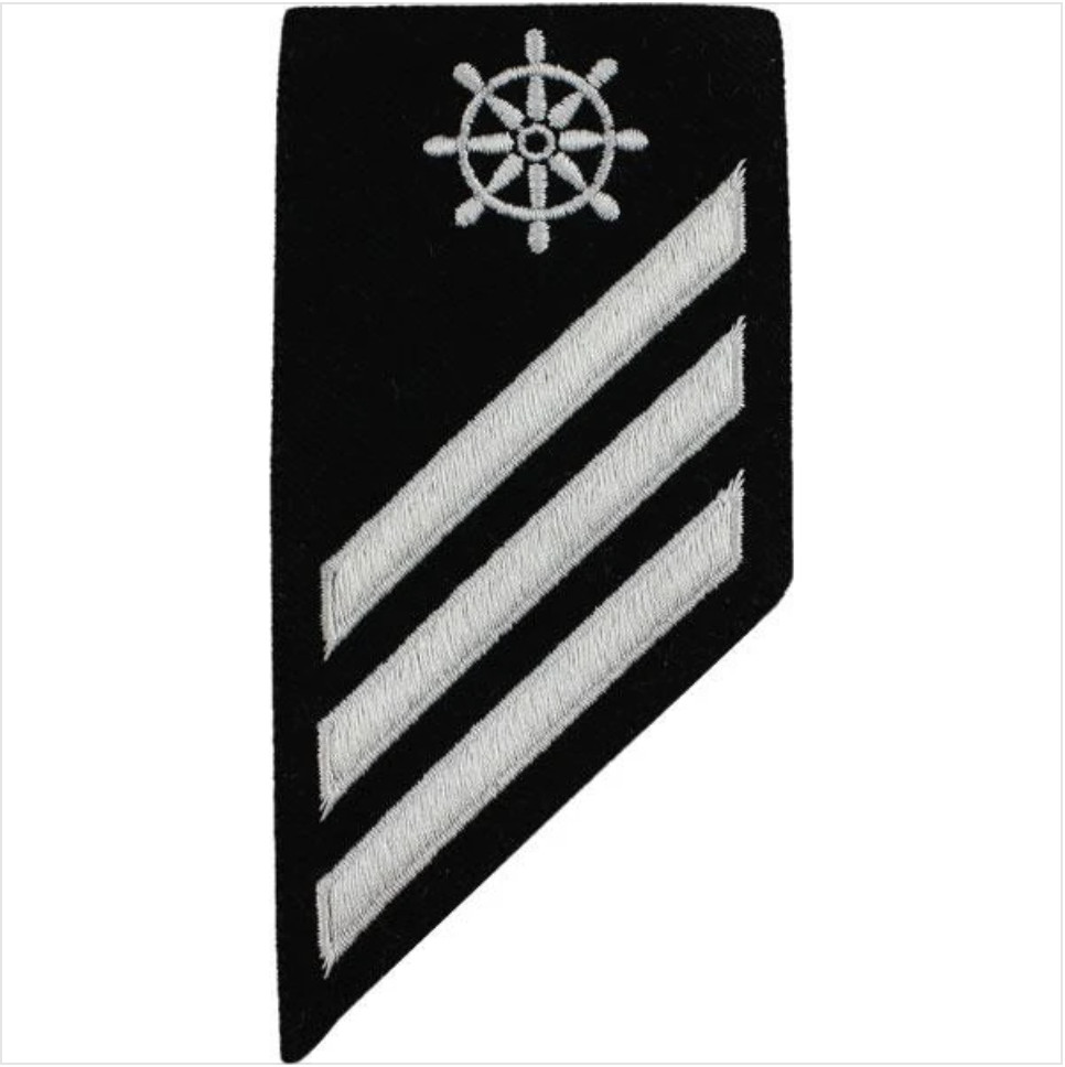 GENUINE U.S. NAVY E-3 COMBO RATE: QUARTERMASTER ON BLUE SERGE