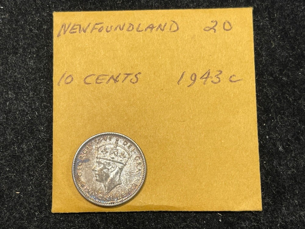 1943 C Canada Newfoundland 10 Cents Silver Coin