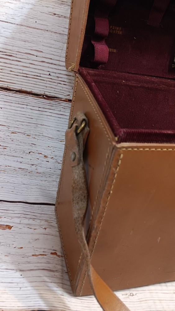Vintage Brown Leather Polaroid Camera Case with assorted Flash Devices