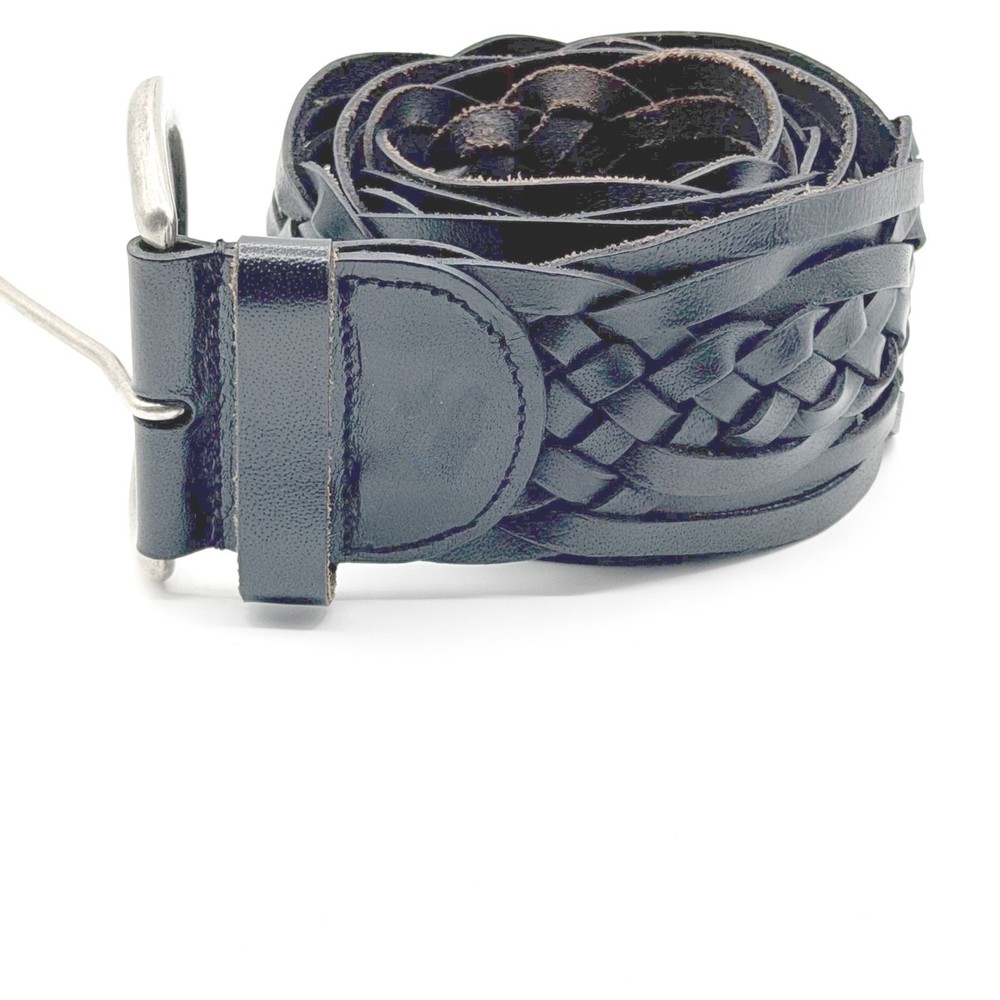 Wide Braided Leather Belt Black Boho Western Statement Boho Indie Minimalist