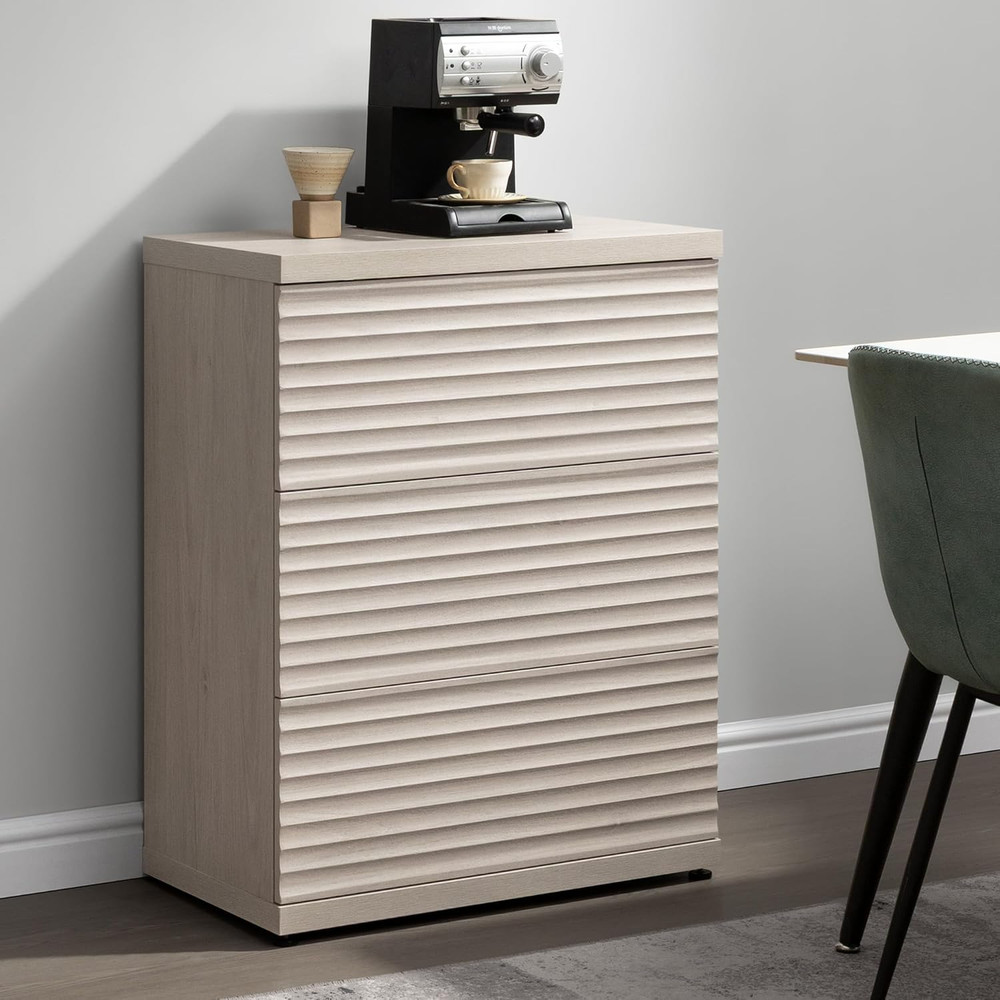 Sideboard Buffet Cabinet with Storage, Modern Fluted Accent Credenza with 3 Larg