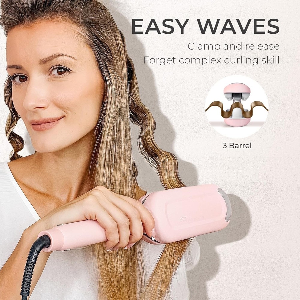 TYMO ROVY Wave Curling Iron Pink 1.25 Inch Open Box