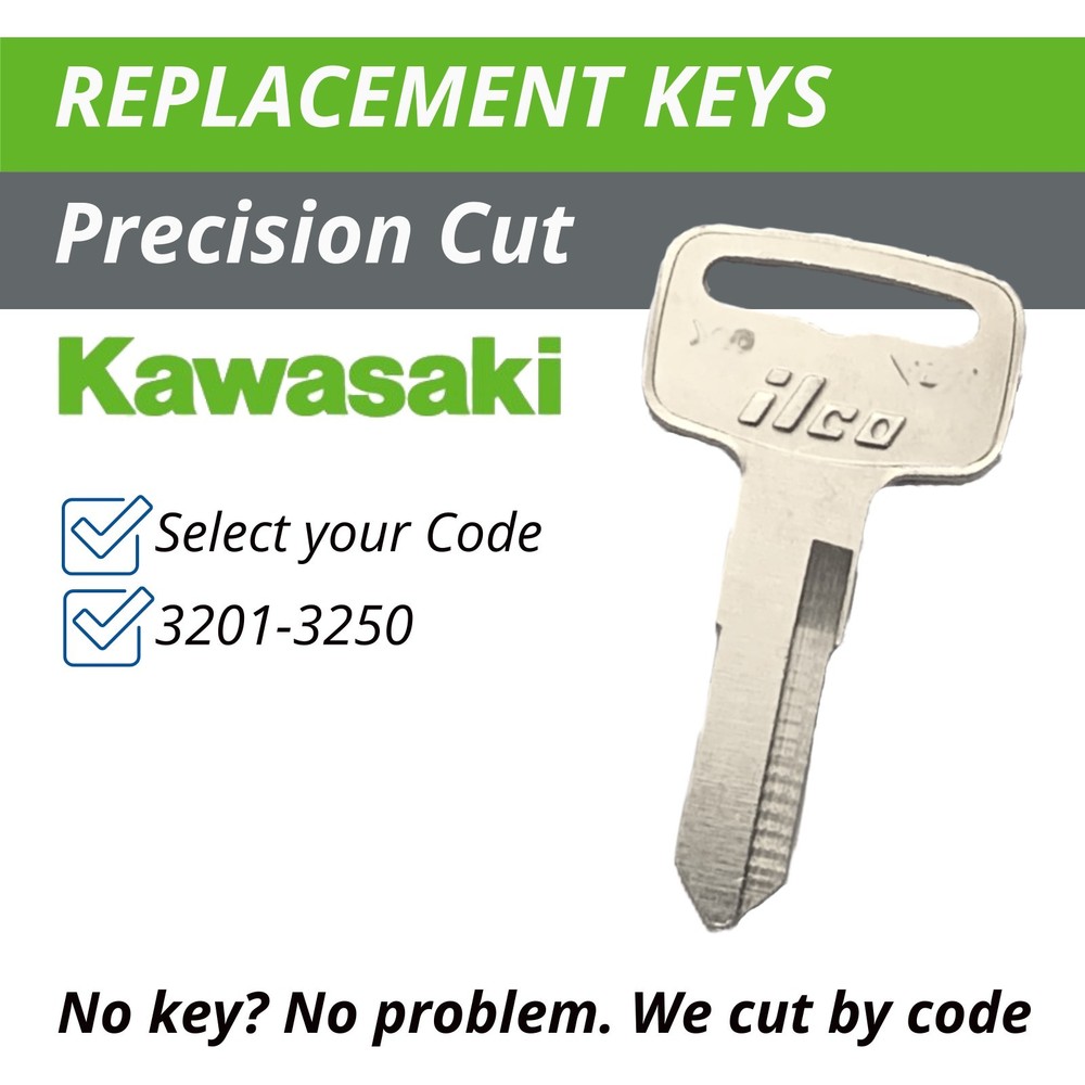 Kawasaki Ridge Key Cut to Code 3201-3250 Ignition Replacement Keys