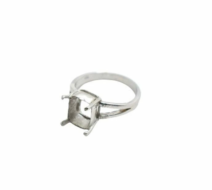 925 Sterling Silver Octagon Ring Setting 7x5 To 14x10 mm Setting Silver