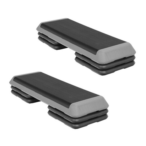2PCS 43" Training Exercise Aerobic Stepper 4"- 6"- 8" Workout Step w/4 Risers