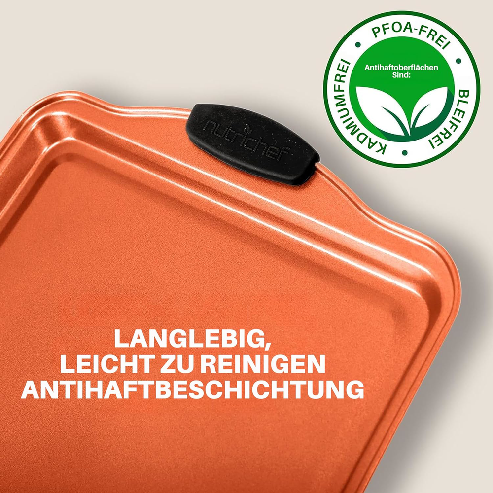 Stackable Baking Pans Set - 5-Piece Cookie Sheets & Roasting Pan with Lid