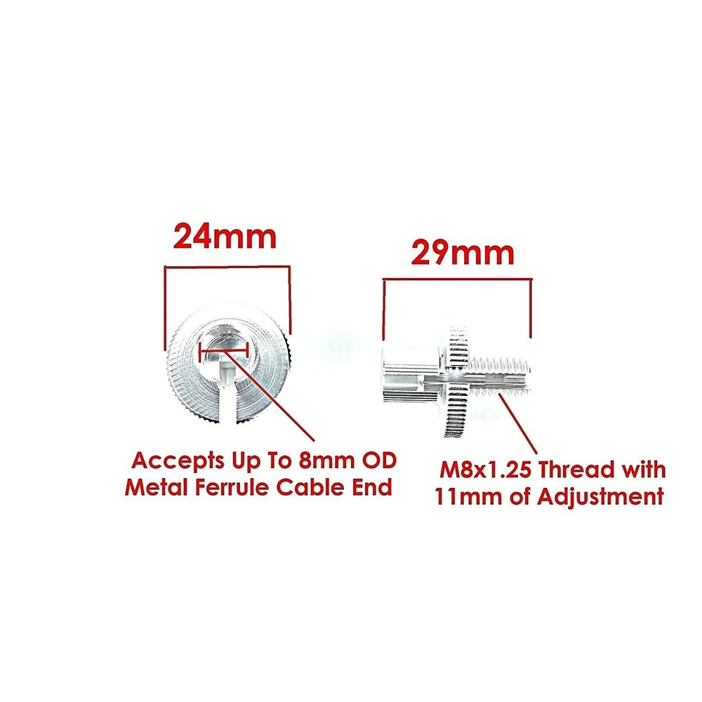 8mm Anodized Aluminum Cable Adjuster with Larger Adjusting Nut 2 Pack 34-67082