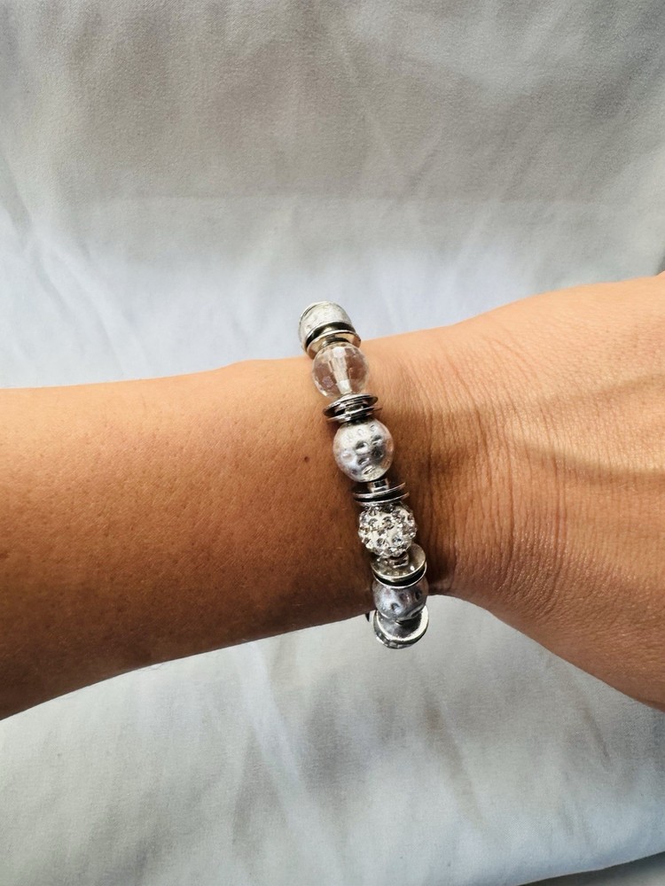 Fancy Silver Beaded Heavy Bracelet