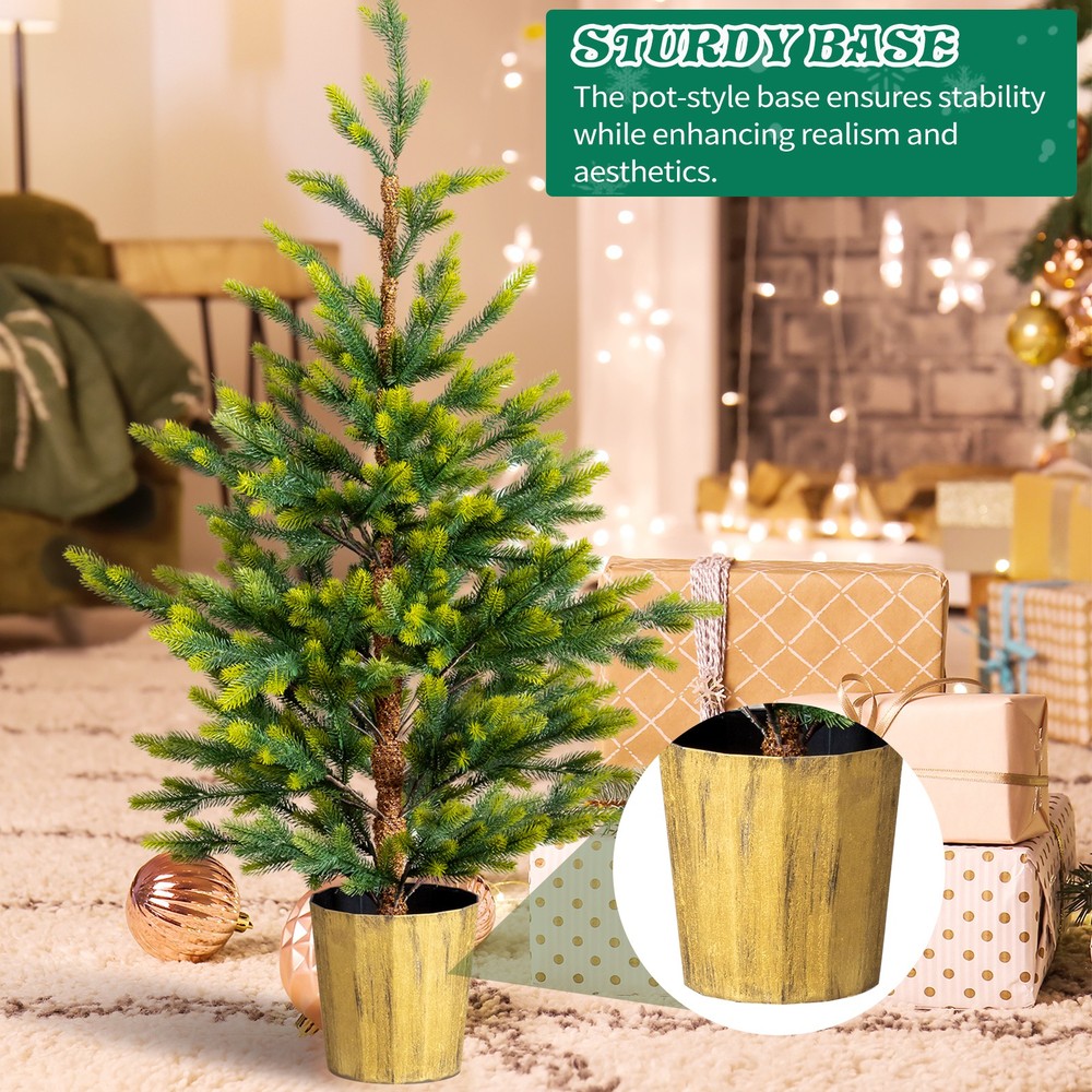 2 Pack 4 FT Dual Tone Artificial Christmas Tree with Pot Stand