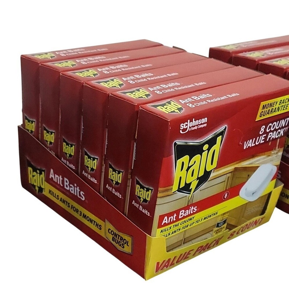 Raid Ant Baits Traps 8 Count Value Pack / 12 Retail Boxes Indoors/Outdoors -NEW
