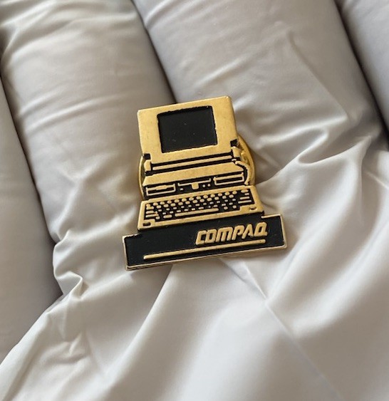 Vintage Compaq Computer Corp Desktop Lapel Hat Pin NOS