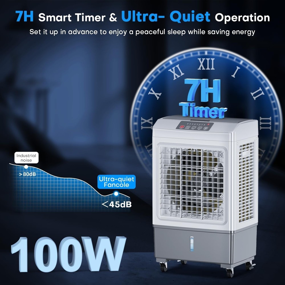 Compact Windowless Air Conditioner with Remote - 2100CFM Evaporative Cooler