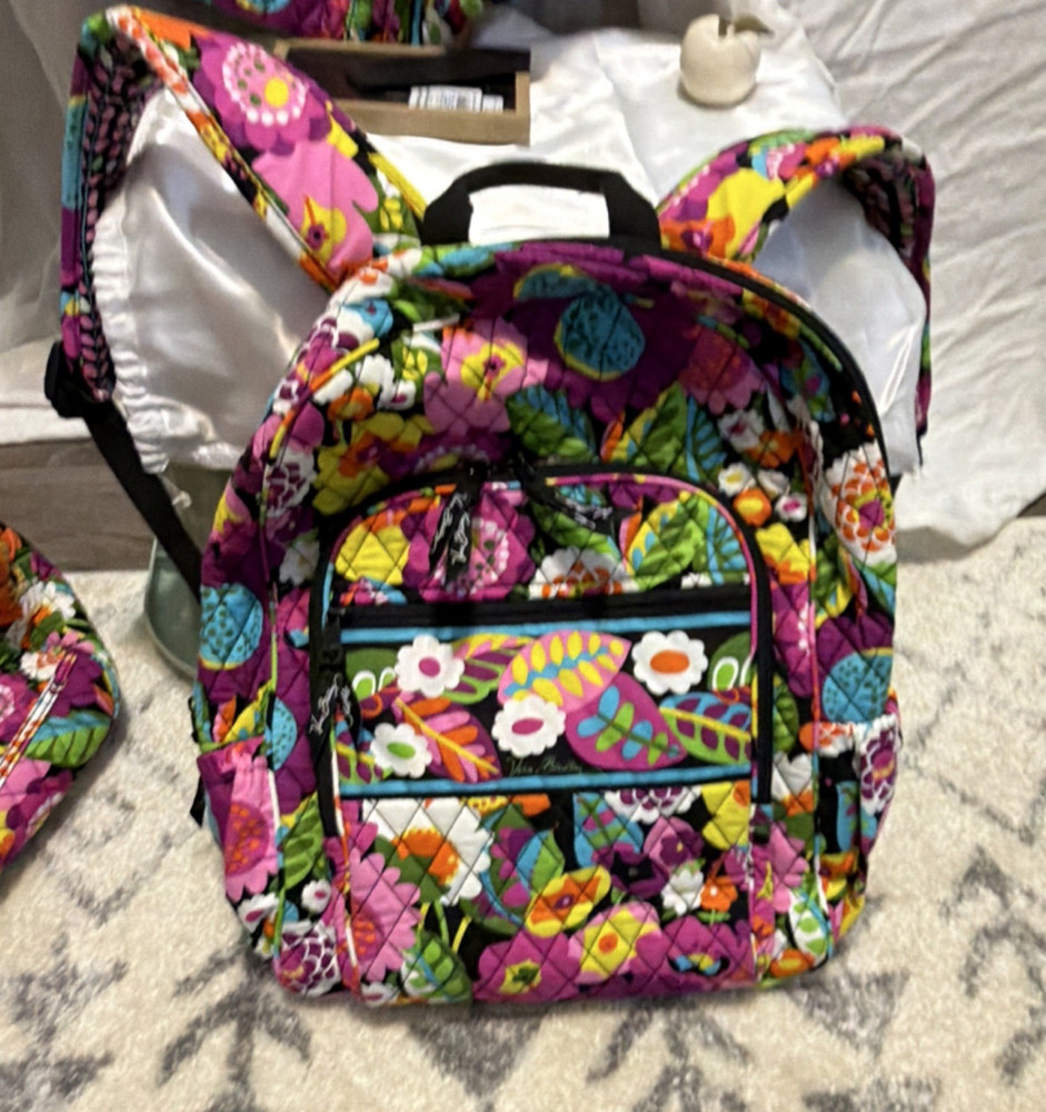Vera Bradley VaVa Bloom campus backpack  Zip Pockets