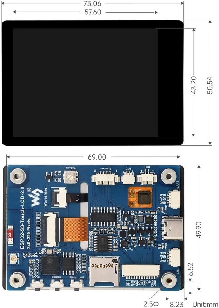 Development Board with Capacitive Touch Display, Dual-Core