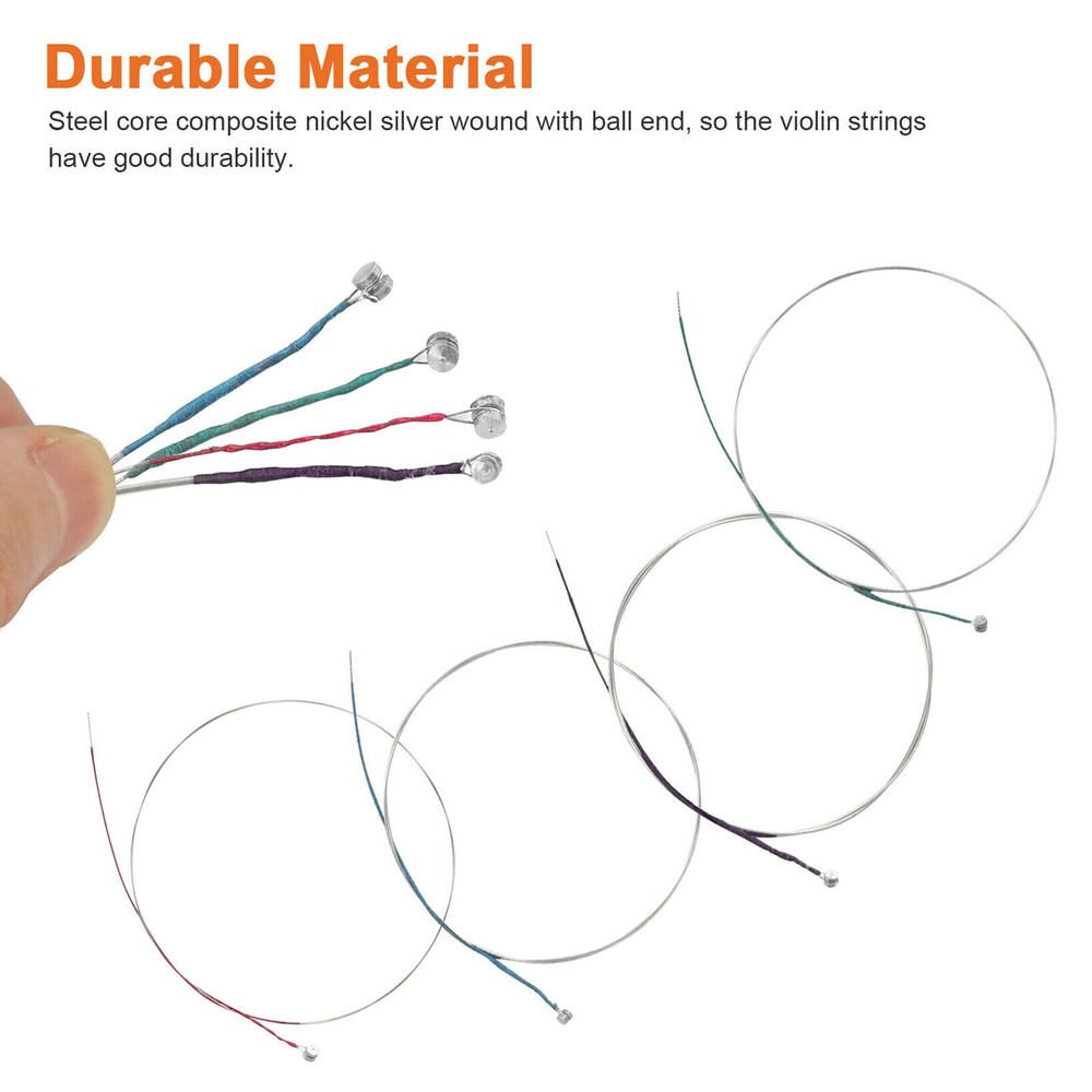 4PCS 3/4 4/4 Violin Strings Set Steel Strings E A D G Wound Fiddle String C4S5