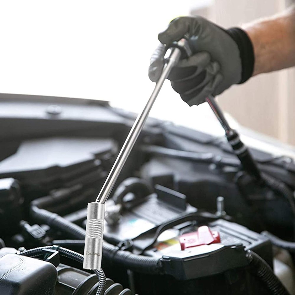 Toolwiz 14mm Spark Plug Socket with 12.2" Extension, White