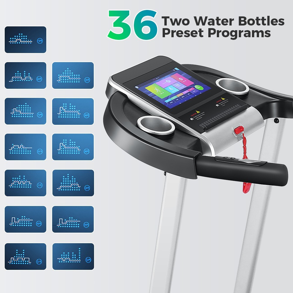 3.25HP Foadble Design Treadmill Machine with Kettle Cup Holder&WIFI & Safety Key