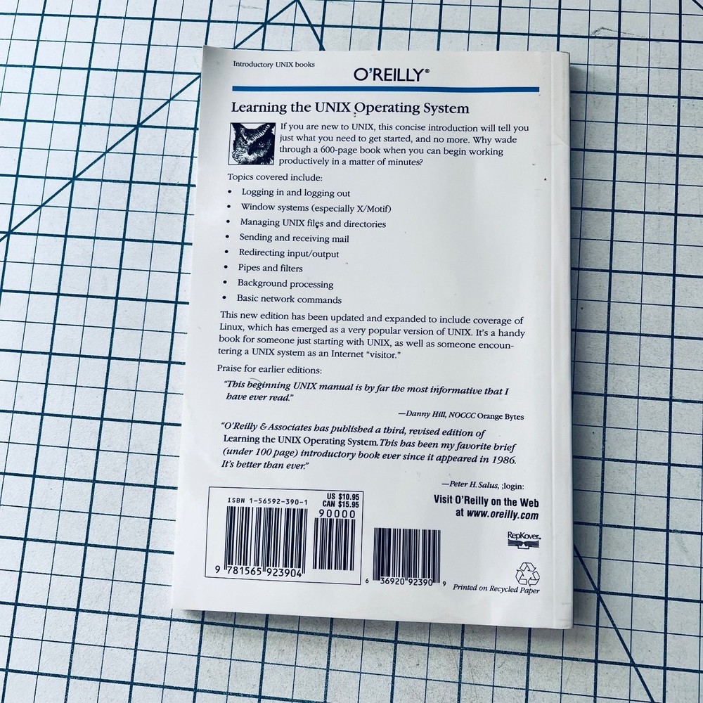 O'Reilly Learning the UNIX Operating System Manual 4th Ed 1998 Vintage Computing