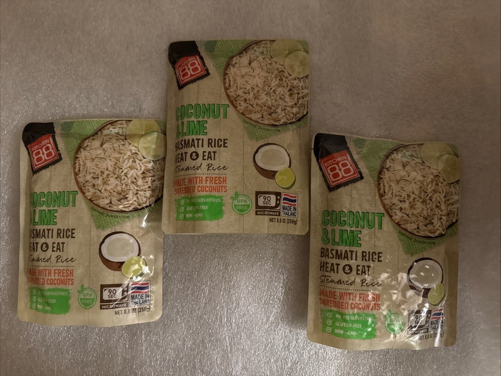 Kitchen 88 Coconut Lime Rice, 8.8 oz., 3 Packets Free Shipping