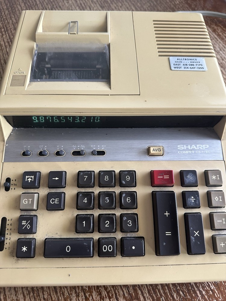 SHARP Compet CS-1191 Adding Machine Calculator Printer Vintage MADE JAPAN WORKS