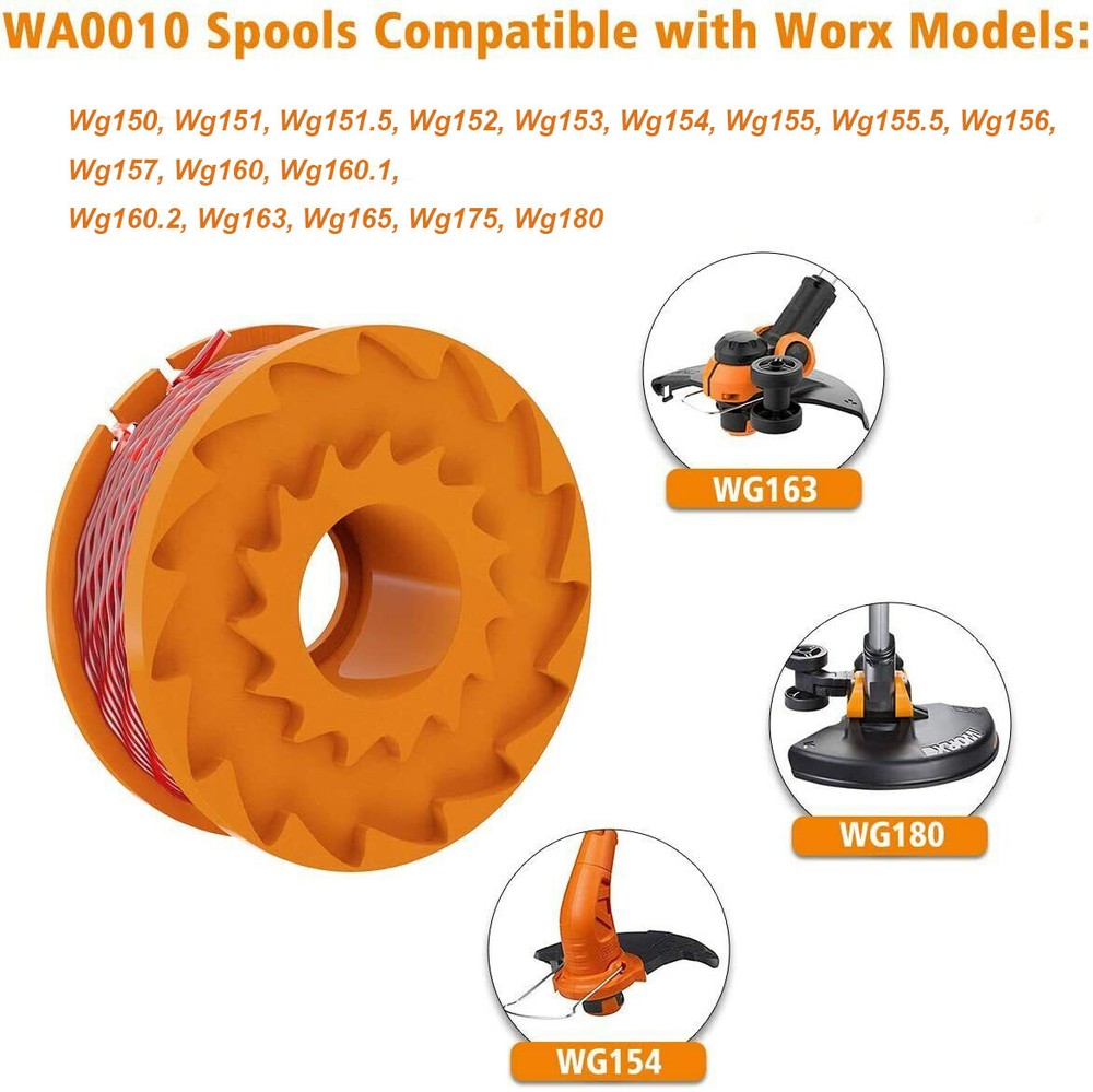 20Pack WORX WA0010 Replacement Spool Line For Grass Trimmer Edger 10ft Cap Cover