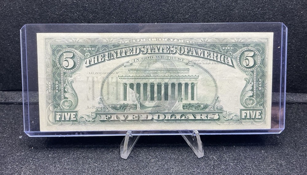 1977 $5 Five Dollar Bill Frn Note Offset Printing Front To Back Error Z262