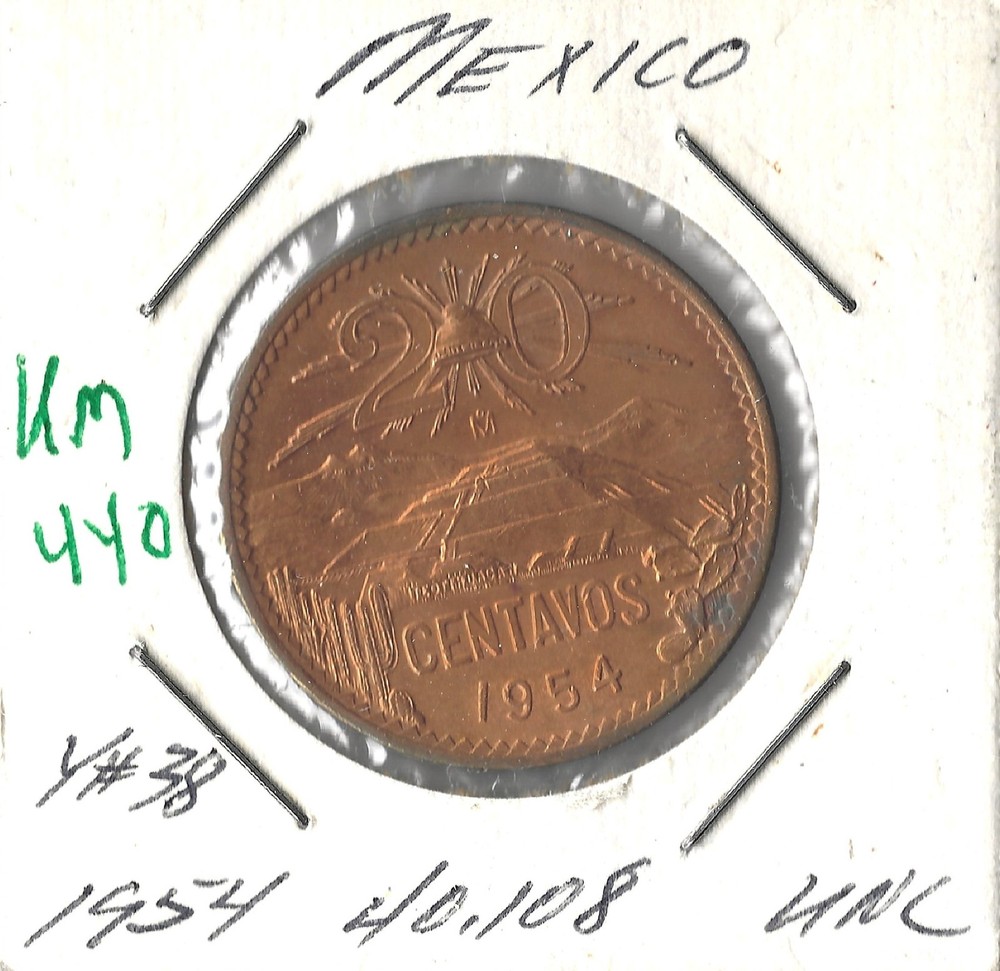 Coin Mexico 20 Centavos 1954 KM439