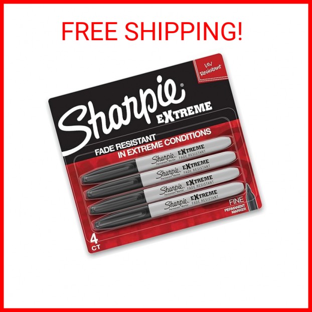 Sharpie Extreme Permanent Markers Fine Point Black 4 Count